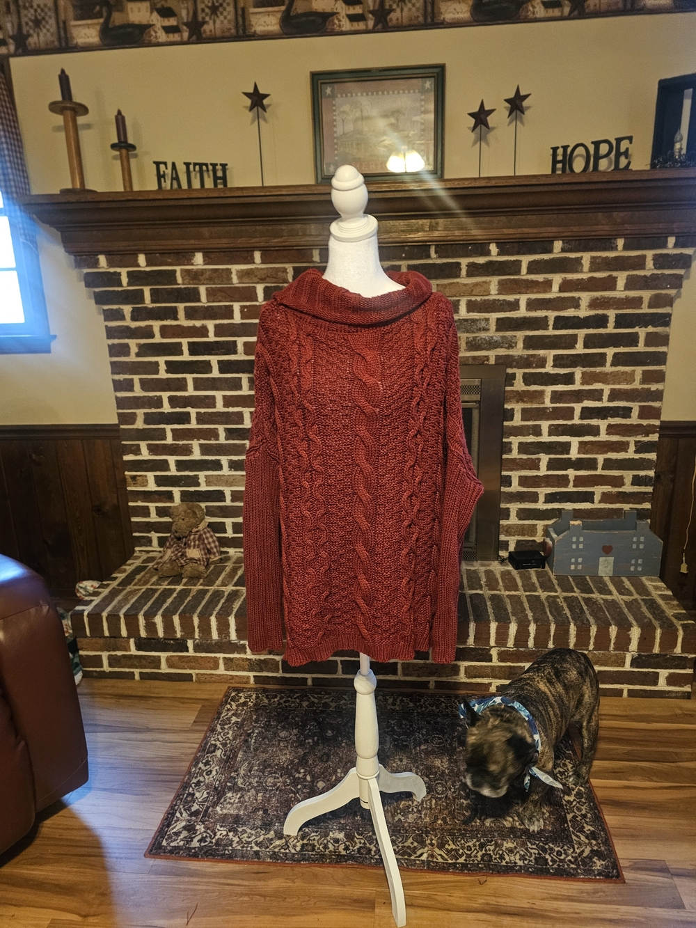 Plus Size 2x Cozy Cable-Knit Red Women's Sweater